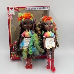 Rainbow High Iris Bow Creative Crystals Fashion Dolls Lot of 2 Rainbow Hair MGA